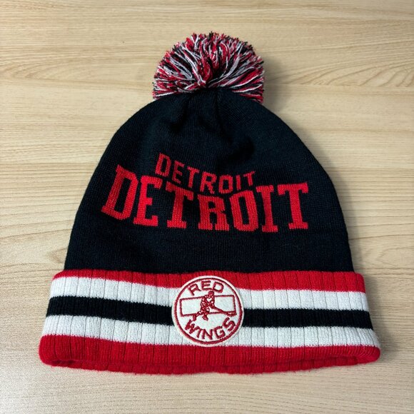 Vintage Detroit Red Wings Beanie Hat Winter Cap NHL Hockey Knit Thick - Picture 1 of 5